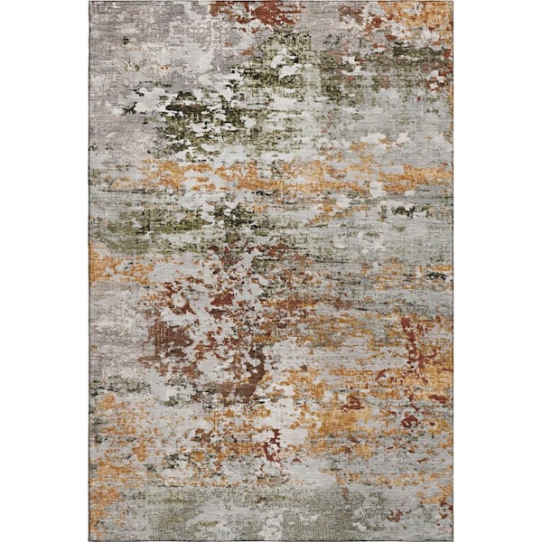Mayfield Premium Machine Washable Abstract AMF1830 Terracotta 9 ft. x 12 ft. Area Rug
