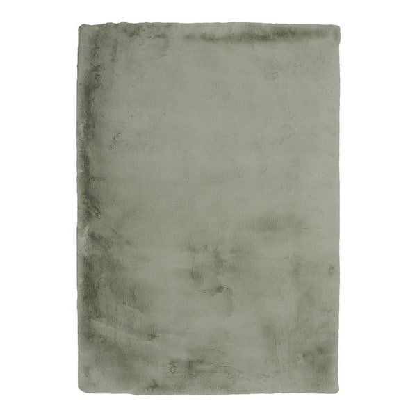 Kelsi Faux Rabbit Pale Green 5x7 Area rug