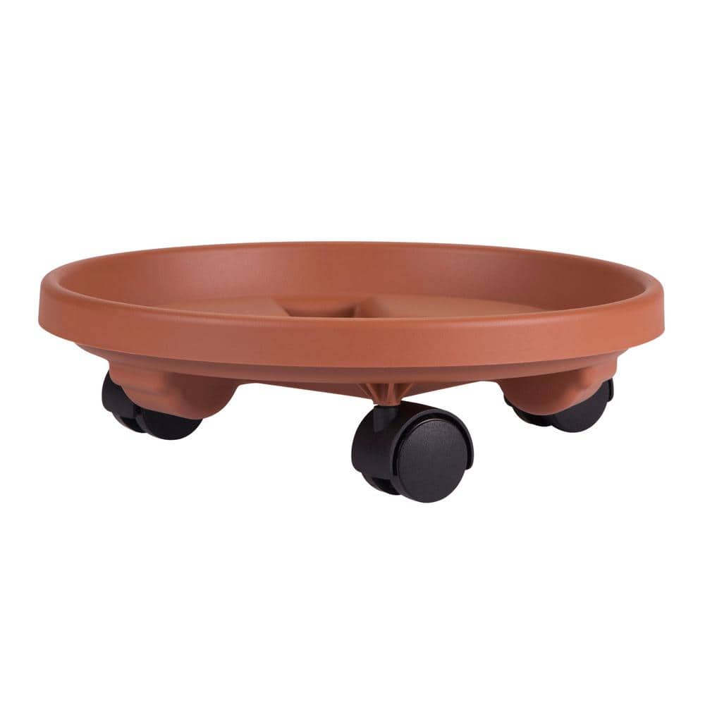 Terra Cotta Round Plant Caddy with Wheels, 14-inch