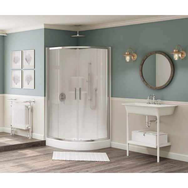 Radia 40 in. x 40 in. x 71-1/2 in. Frameless Neo-Round Sliding Shower Door with Clear Glass in Chrome