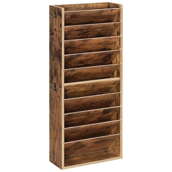 13.2 in. W x 31.5 in. H 10 Tier Rustic Brown Wood Wall Mount File