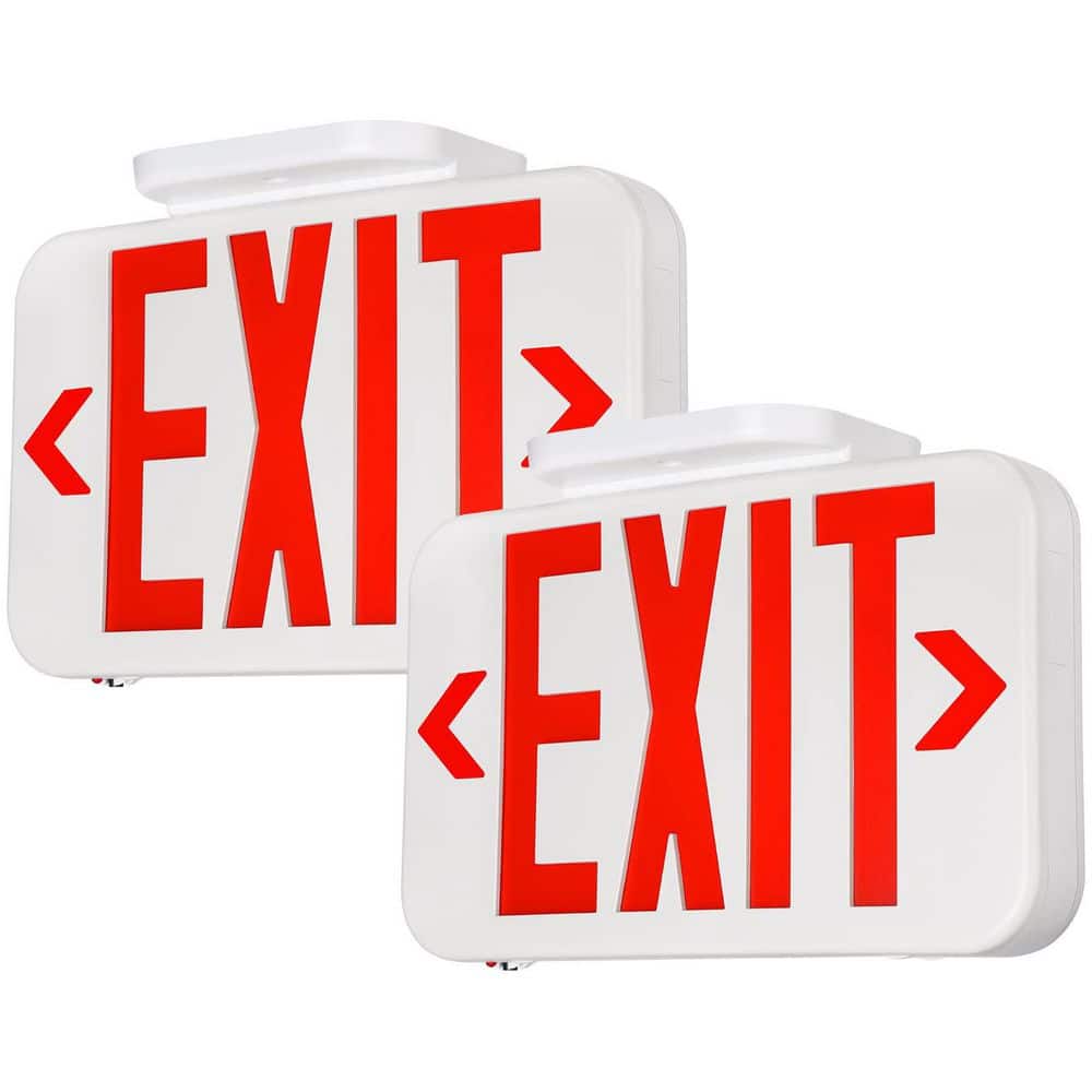 2-Pack Red LED Exit Sign Fireproof ABS Plastic Double Face UL 924