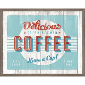 Vintage Coffee Sign Framed Giclee Typography Art Print 27 in. x 22 in.