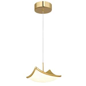 5-Watt 1-Light Gold 3000K Warm Light Spaceship Integrated LED Mini Modern Pendant Light for Kitchen Island