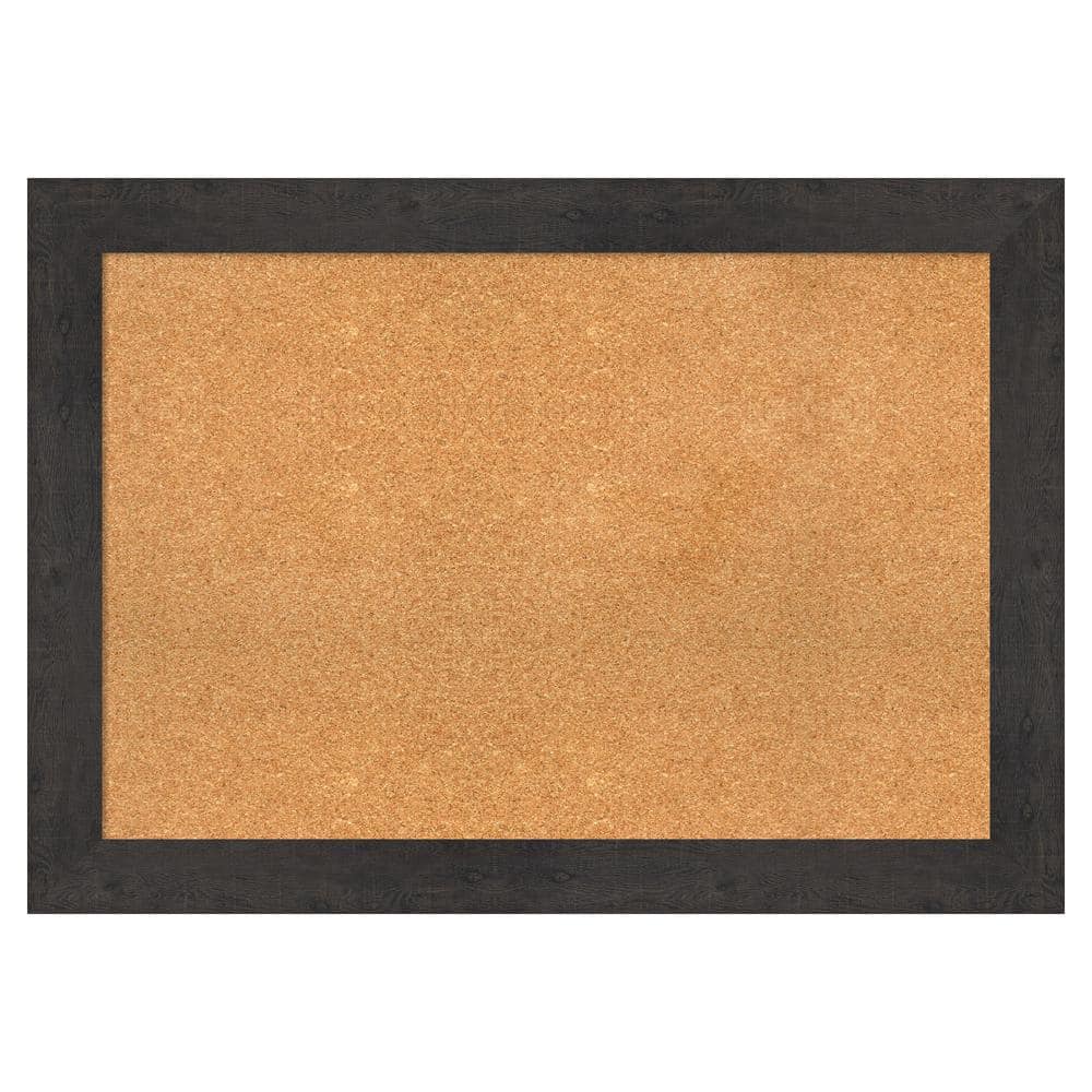 Amanti Art Rustic Plank Espresso Natural Corkboard 41 in. x 29 in ...