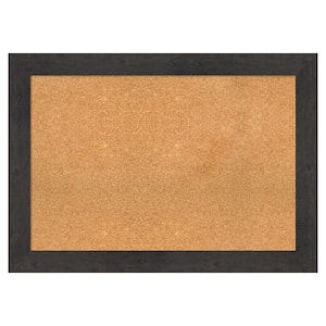 Rustic Plank Espresso Natural Corkboard 41 in. x 29 in. Bulletin Board Memo Board