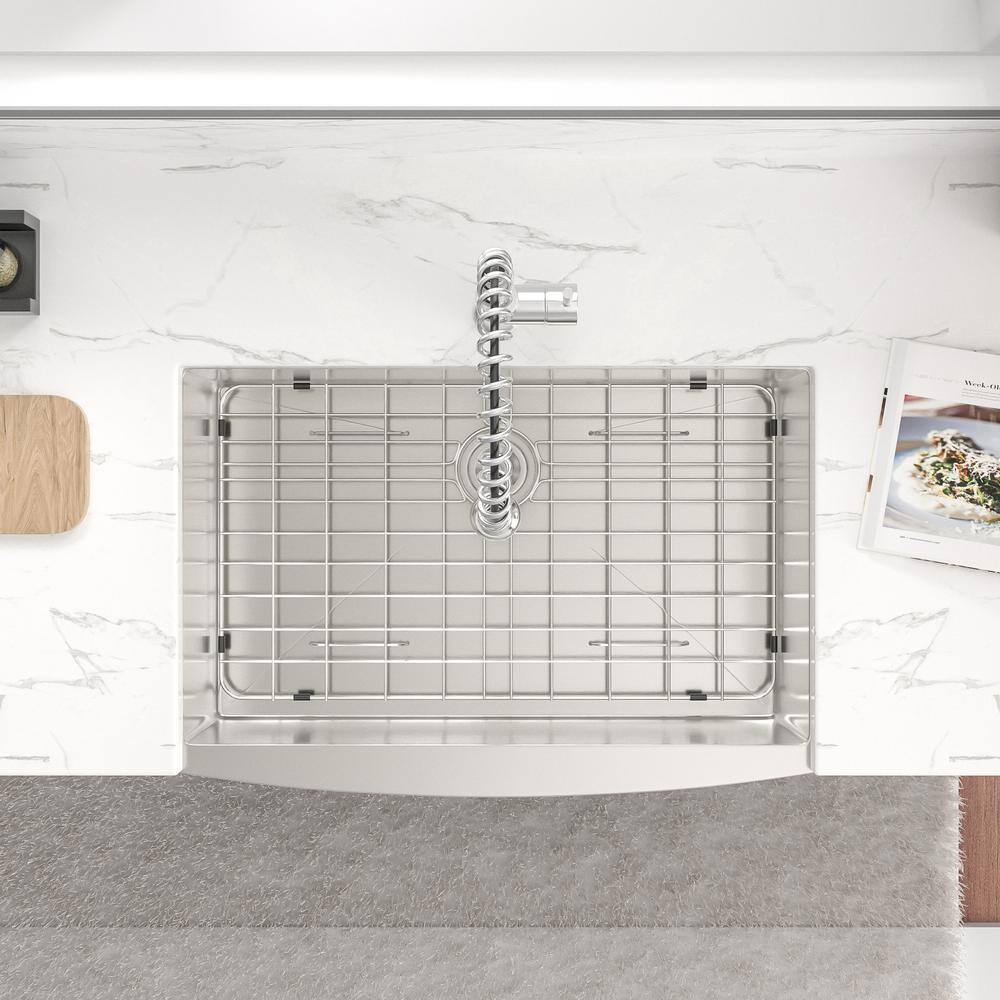36-Inch Brushed Stainless Steel Farmhouse Apron-Front Single Bowl Kitchen Sink