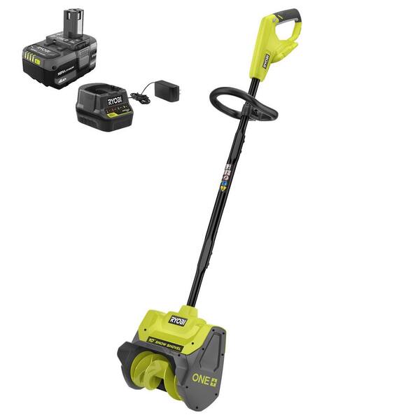 RYOBI ONE+ 18V 10 in. Cordless Electric Snow Shovel with 4.0 Ah Battery and Charger