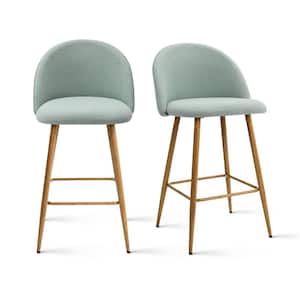 Upholstered 26 in. Aqua Counter Stool (Set of 2) (16.3 in. W x 37.6 in. H)