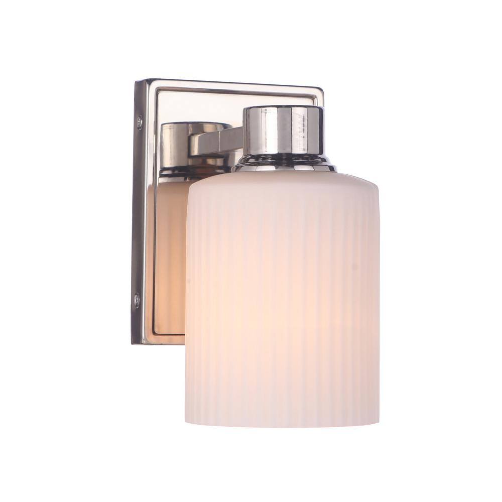 Polished Nickel Frosted Glass Outdoor Wall Sconce
