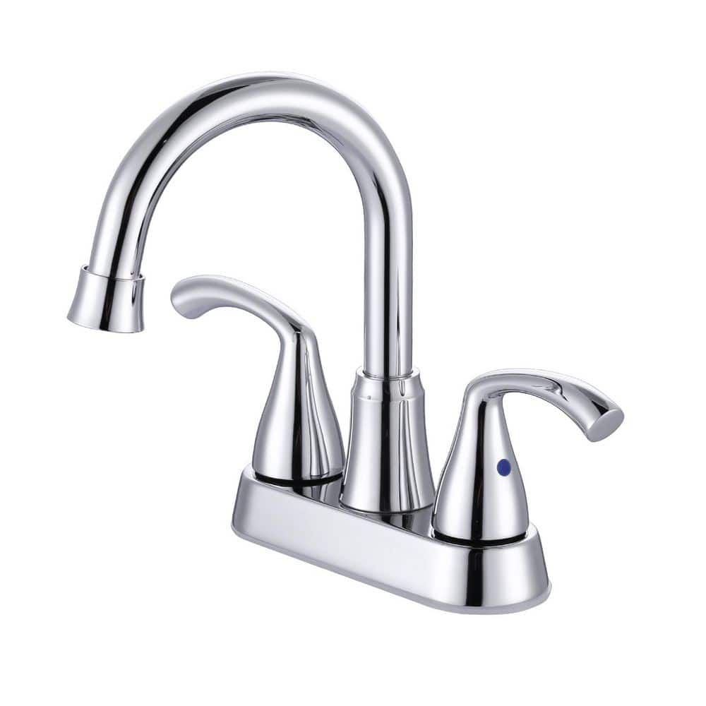 4 in. Centerset Deck-Mount Double Handle Bathroom Faucet with Pop-up Drain in Polished Chrome price history on PriceWatchPro