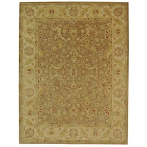 Antiquity Brown/Gold 8 ft. x 10 ft. Border Area Rug