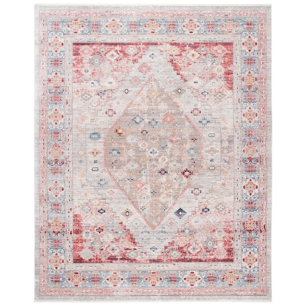 Kenitra 9 ft. x 12 ft. Gray/Blue Distressed Medallion Area Rug
