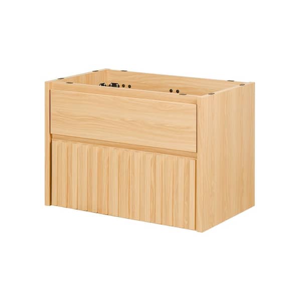 Sherwin 30 in. W x 18 in. x D x 20 in. H Slat Modern 2-Drawer Wall Mounted Bath Vanity Cabinet without Top in Oak