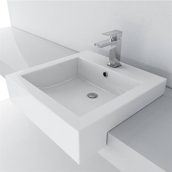 Filament Design Cantrio Semi-Recessed Bathroom Sink in White
