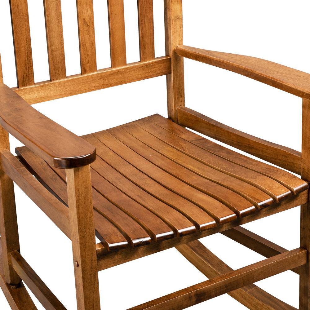 Natural Wood Outdoor Rocking Chair with Arms