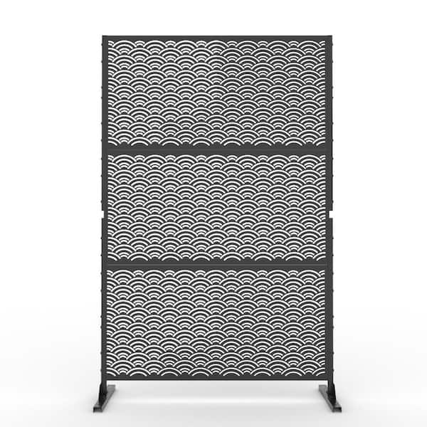 Uixe 76 In. Galvanized Steel Garden Fence Outdoor Privacy Screen Garden ...