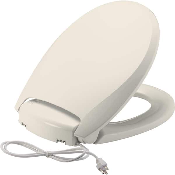 BEMIS Radiance Slow Close Multi-Setting Heated Round Closed Front Plastic Toilet Seat in Biscuit Never Loosens, Night Light