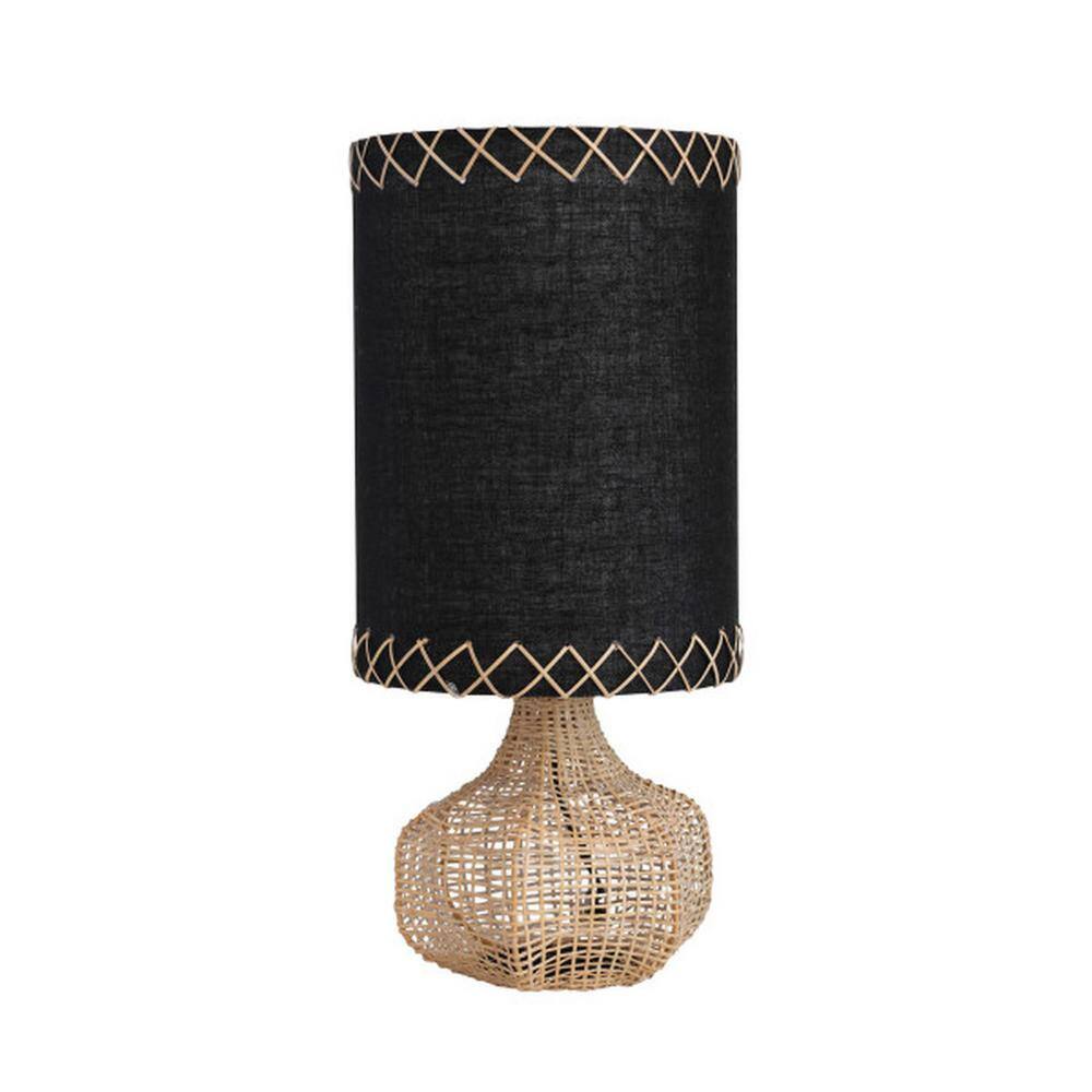 Storied Home 21.5 in. Natural and Black Table Lamp with Black Linen ...