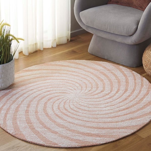 SAFAVIEH Novelty 5 ft. x 5 ft. Round Light Rust/Ivory Scandinavian