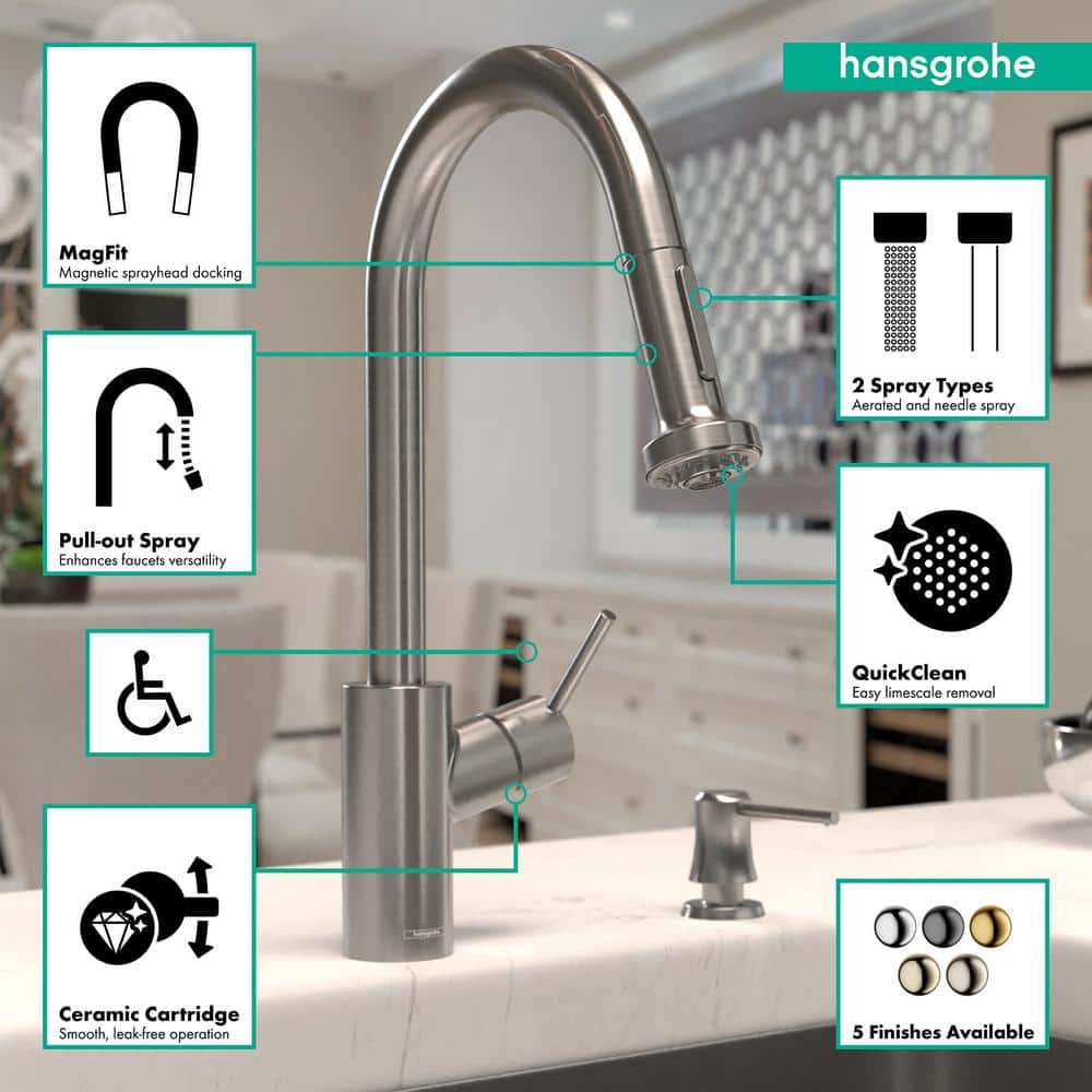 Stainless Steel Single Handle Pull Down Kitchen Faucet
