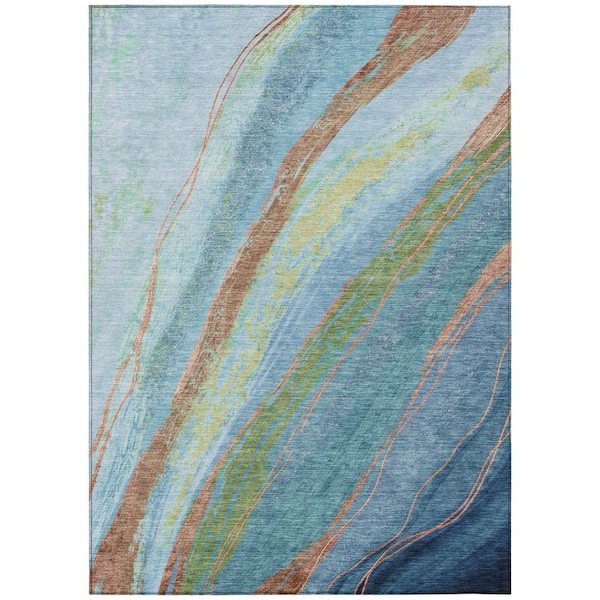 Addison Rugs Chantille Machine Washable Indoor/Outdoor Abstract ACN2037 Blue 2 ft. 6 in. x 3 ft. 10 in. Area Rug