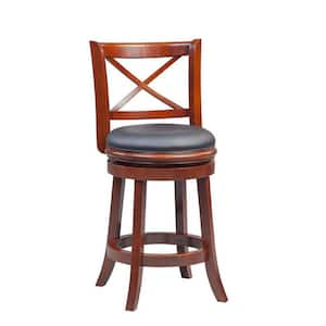 Georgia 24 in. Cherry Swivel Cushioned Bar Stool