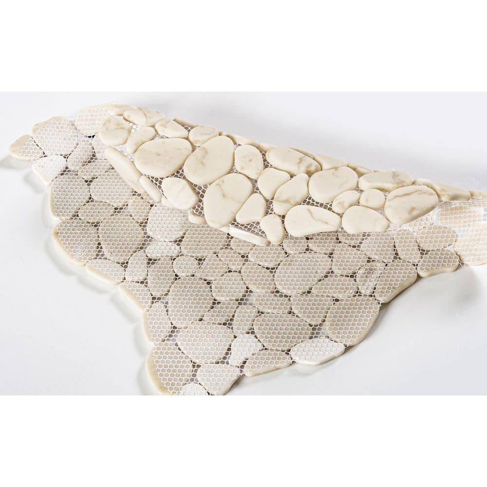 Peace White Glass Pebble Mosaic Tile Sample