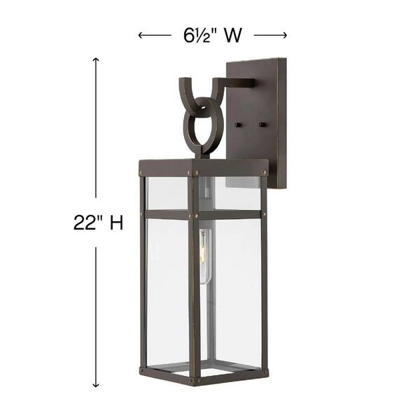 HINKLEY - Hinkley Porter Medium Outdoor Wall Mount Lantern, Oil Rubbed Bronze
