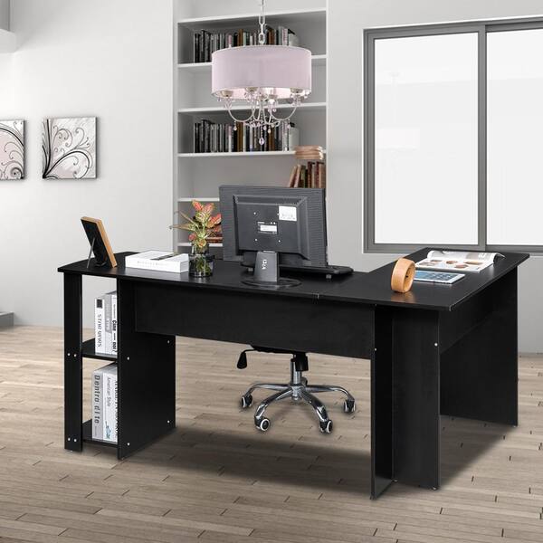 simple black computer desk