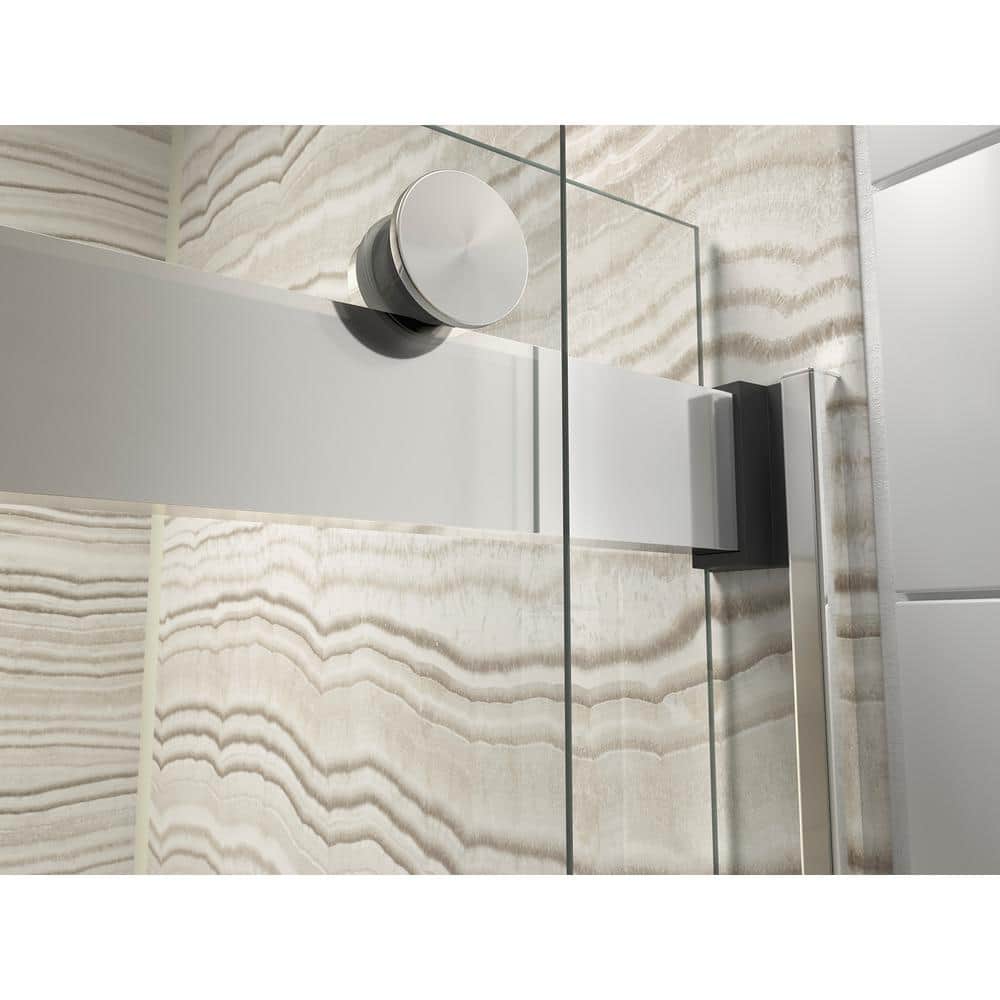 Levity 74" Silver and Clear Glass Sliding Shower Door