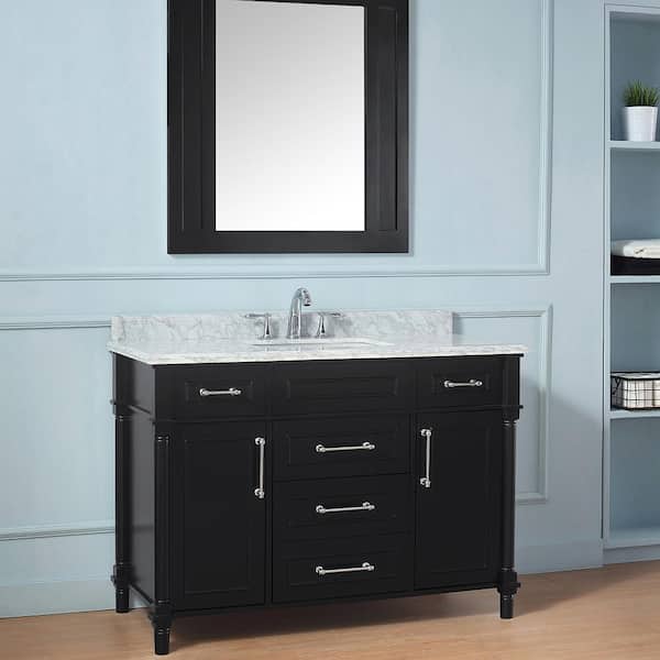 Home Decorators Collection Aberdeen 48 In W X 22 D Vanity Black With Carrara Marble Top White Sink 48b - Home Decorators Aberdeen Vanity