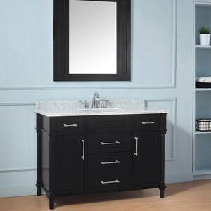 Aberdeen 48 in. W x 22 in. D Vanity in Black with Carrara Marble Top with White Sink