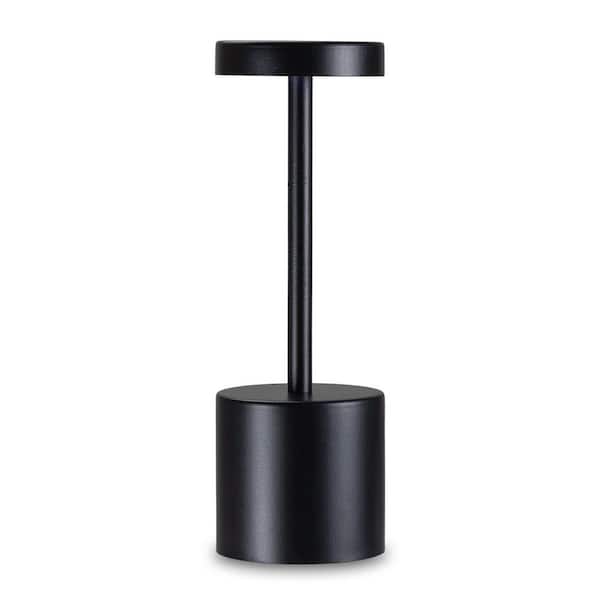 Unbranded 9.5 in. Black Metal Indoor RGB Integrated LED Touch Lamp with Rechargeable Battery
