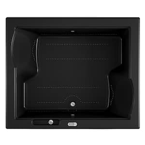 FUZION PURE AIR 71.75 in. x 59.75 in. Rectangular Air Bath Bathtub with Center Drain in Black