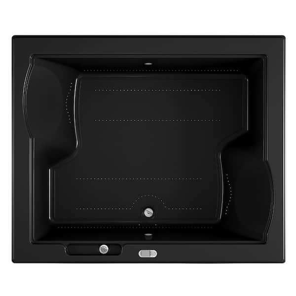 JACUZZI FUZION PURE AIR 71.75 in. x 59.75 in. Rectangular Air Bath Bathtub with Center Drain in Black
