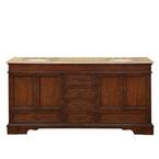 72 in. W x 22 in. D Vanity in Red Chestnut with Stone Vanity Top in Travertine with Ivory Basin