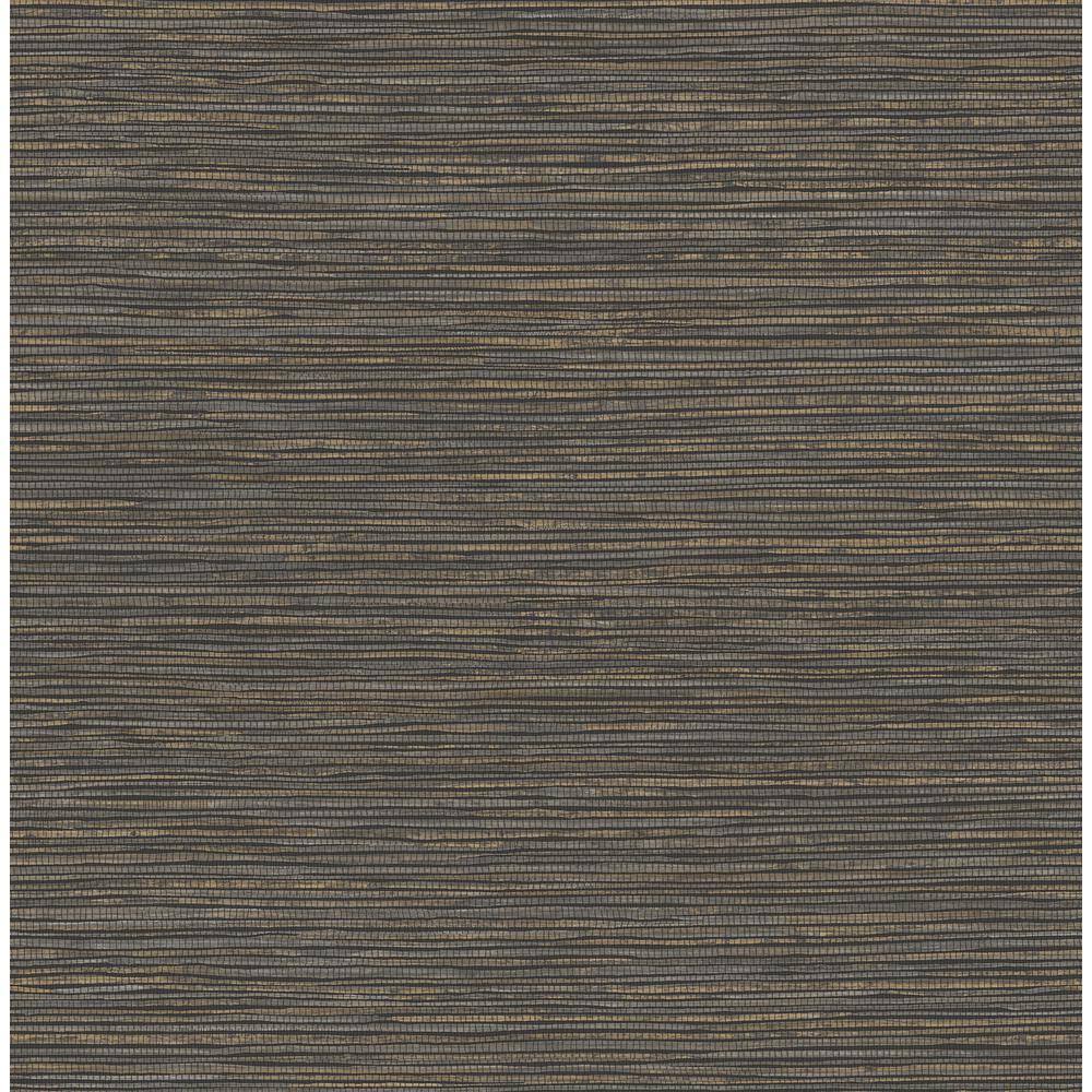 Black Vinyl Grasscloth Peel and Stick Wallpaper Roll
