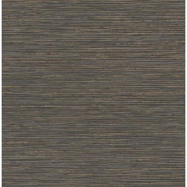 Advantage Alton Black Faux Grasscloth Textured Non-Pasted Non-Woven Wallpaper Sample
