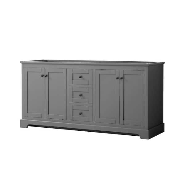 Wyndham Collection Avery 71 in. W x 21.75 in. D x 34.25 in. H Double Bath Vanity Cabinet without Top in Dark Gray