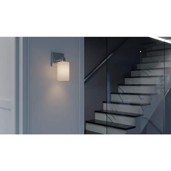 Leo 1-Light Satin Nickel Wall Sconce with Clear Glass Shade