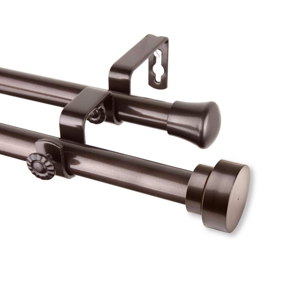 Cocoa Double Curtain Rod Set with Adjustable Steel Rods