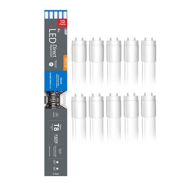 32-Watt 4 ft. T8 G13 Type A Plug and Play High Output Linear LED Tube Light Bulb, Daylight Deluxe 6500K (10-Pack)