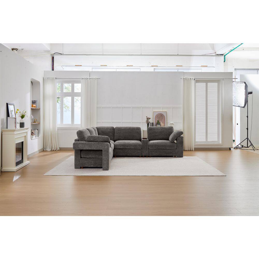 114 in. Straight Arm 5-Piece Chenille L-Shaped Modular Sofa Sectional Sofa with Ergonomic Design in. Orange price history on PriceWatchPro