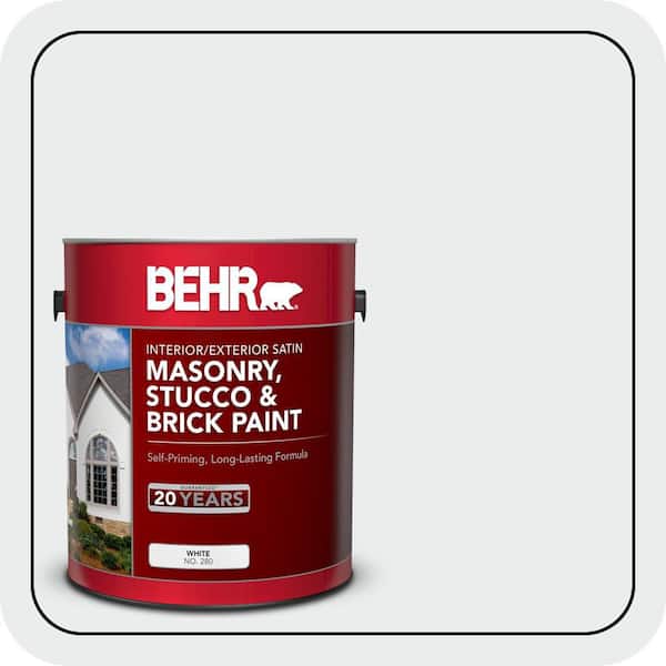 5 gal. #BWC-12 Vibrant White Satin Interior/Exterior Masonry, Stucco and Brick Paint