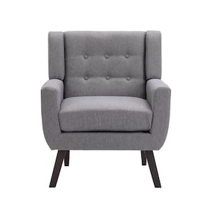 30 in. L Mid-Century Gray Modern Button Back Armchair 1-Carton Pack