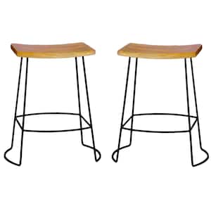 Reece 24 in. Black and Natural Bar Stool (Set of 2)