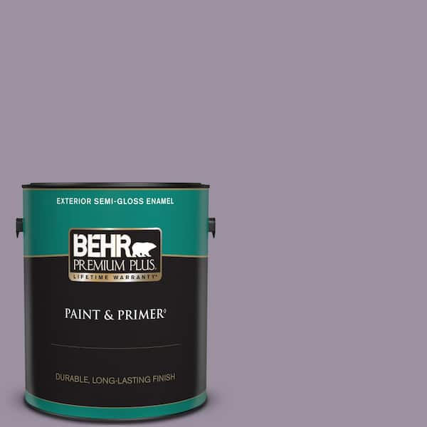 BEHR PREMIUM PLUS 1 gal. #660F-5 Amethyst Phlox Semi-Gloss Enamel Exterior Paint & Primer