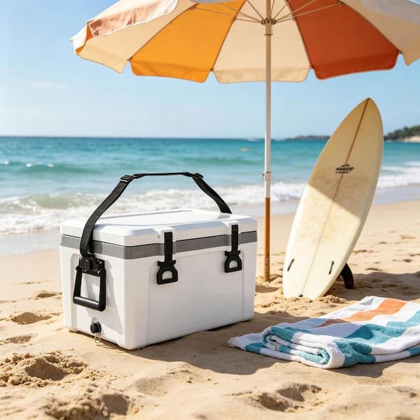 Sudzendf 26 qt. Portable Cooler in White wirh Handles Strap, 38