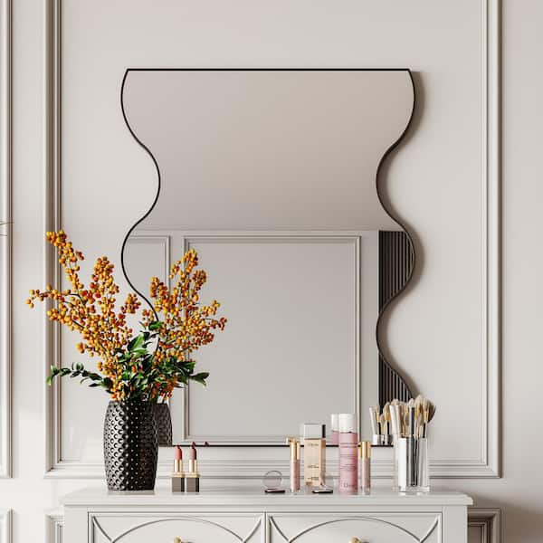 30 in. W x 36 in. H Novelty/Specialty Black Metal Framed Wall Bathroom Vanity Mirror